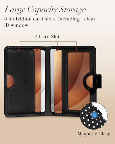 Image of Shorogyt for Magnetic Phone Wallet Compatible with Magsafe Card Holder - Luxury Slim Leather Mag Wallets for Women Fit 4 Cards, for iPhone 17 /16 /15 /14 /13 /12 Series for Apple RFID Magnet, Polka Dots