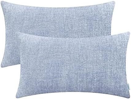 CaliTime Pack of 2 Cozy Throw Pillow Covers Cases for Couch Sofa Home Decoration Solid Dyed Soft Chenille 45cm X 45cm Burgundy