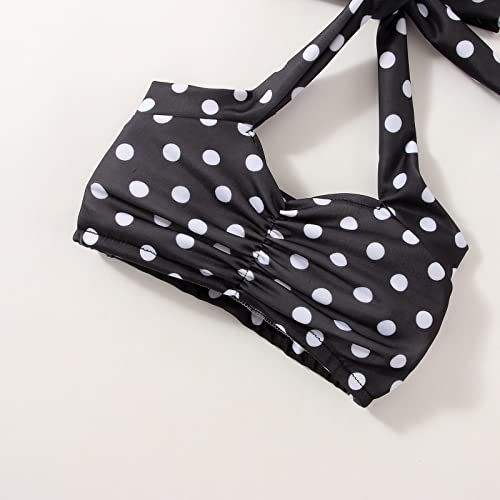 Baby Girl Bikini Kids Toddler Polka Dot Swimsuits Swimwear Beach Bathing Suit Bikinis Set Girls (Black, 12-18 Months)3