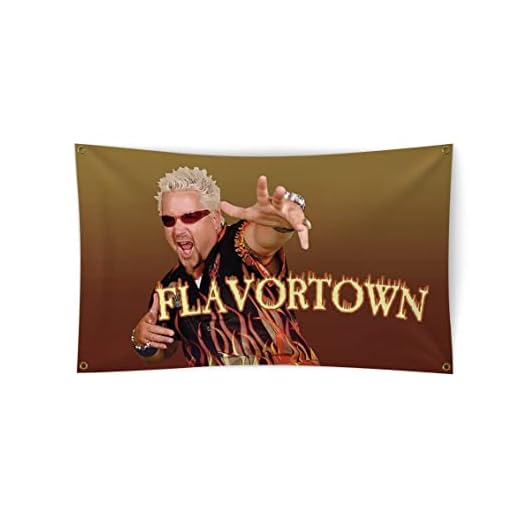 Guy Fieri Flavortown , 3x5 foot Flag, durable, fadeless, fun poster, durable cave wall flag with 4 Brass grommets, suitable for college dormitory room decoration.