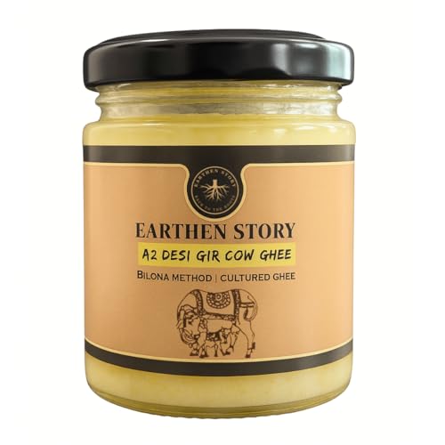 Image of Earthen Story A2 Ghee from Cow 100ml | Lab Tested for 250+ Pesticides | Traditional Bilona Method from Curd | Pure Vedic A2 Cow Ghee in Glass Jar | NPOP Certified Organic