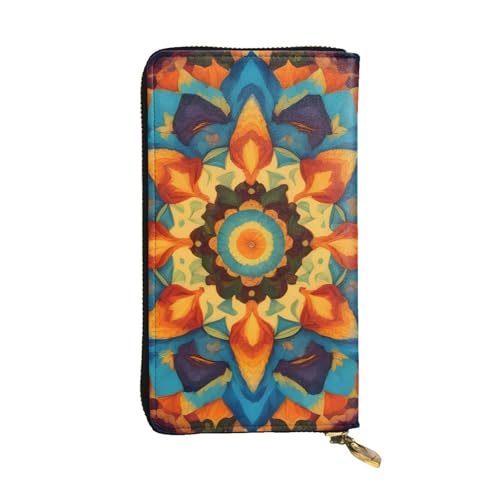 Kaleidoscope Mandala Prints Leather Long Clutch Wallet for Fashionable Girls and Women - Durable, Stylish, and Functional, Black, One Size
