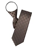 H2H Mens Fashion Comfortable Zipper Check Patterned Dress Neck Tie BROWN NONE (KMANT0145)