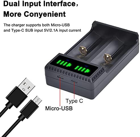 PowerTrust Universal Intelligent Battery Charger for 21700 18650 18500 18350 26650 20700 22650 18490 17670 17500 10440 14500 Rechargeable Batteries IMR/ ICR/ Li-ion/ INR