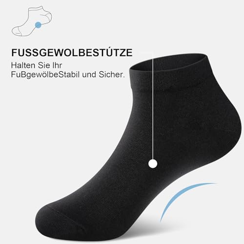 fitfets Sneaker Socken Herren Damen Baumwolle 10 Paar Sneakersocken Kurz Sneakersocken Socks Unisex Schwarz Weiß Grau,Schwarz,39-42 3