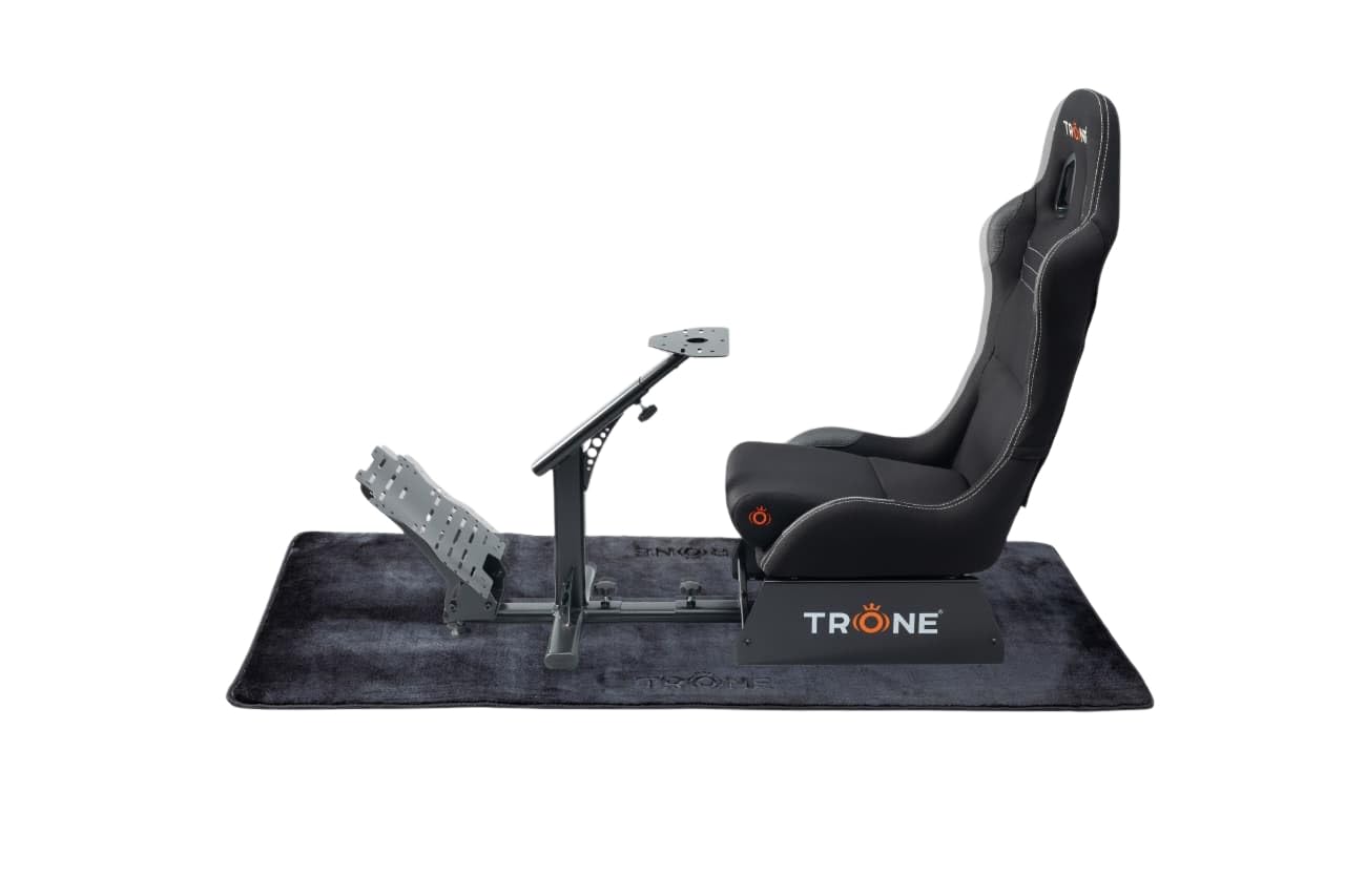 TRONE RS1 Aero Black Racing Simulator Gaming Chair with Adjustable Cockpit & Leather Seat SteadyMat Premium Floor Mat Combo | Compatible with Logitech G923, G29, G920 | Xbox, PS, PC-image-22