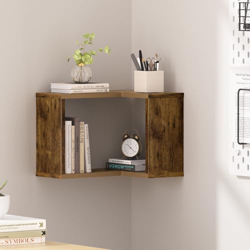 Atoping Floating Corner Shelf, 2-Tier Floating Shelf for Wall, Wood