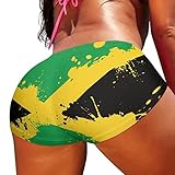 ZFRXIGN Jamaican Flag Booty Shorts Women's Running Yoga Shorts Quick-Dry Fitness Workout Athletic Shorts Plus Size XL Swimwear Black Yellow and Green