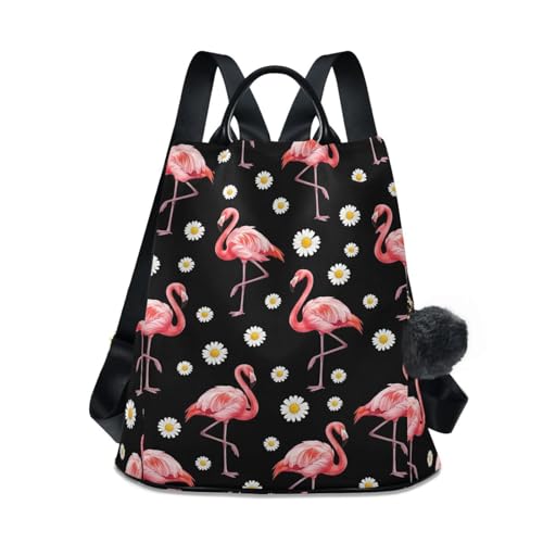 Sac à dos femme voyage antivol léger à motif fleurs et flamants roses imperméable