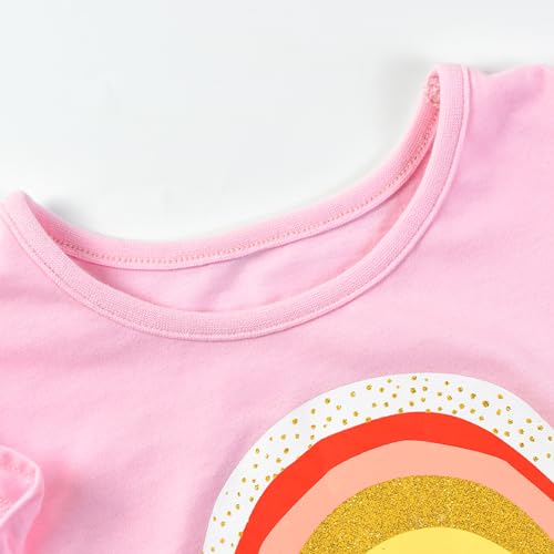 HILEELANG Little Girl Short Sleeve Dress Easter Cotton Casual Applique Tunic Shirt Dresses4