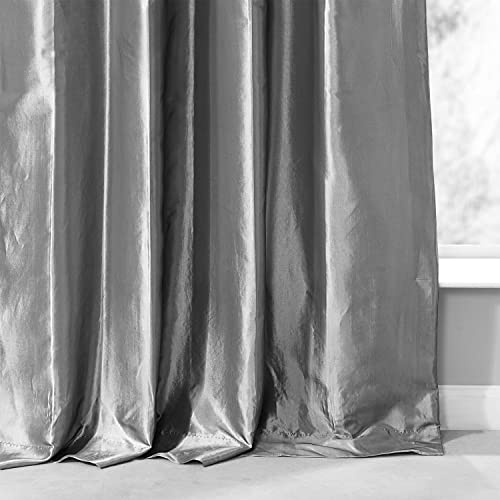 Image of HPD Half Price Drapes Ruched Faux Taffeta Silk Curtains 84 Inches Long Room Darkening Curtains for Bedroom & Living Room (1 Panel), 50W x 84L, Platinum