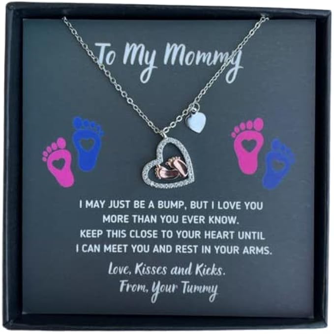 Baby Feet Jewelry Necklace, Mommy To Be Gifts For 1st Time Mom, To My Mommy Necklace Baby Bump, Gifts For Pregnant Women Mom To Be