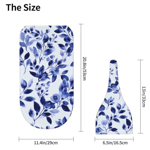 Image of Watercolor Navy Blue Leaf Swaddle Blanket with Beanie Hat Set Newborn Swaddle Wrap Soft Baby Receiving Blankets Baby Swaddle Blanket for Baby Boys and Girls