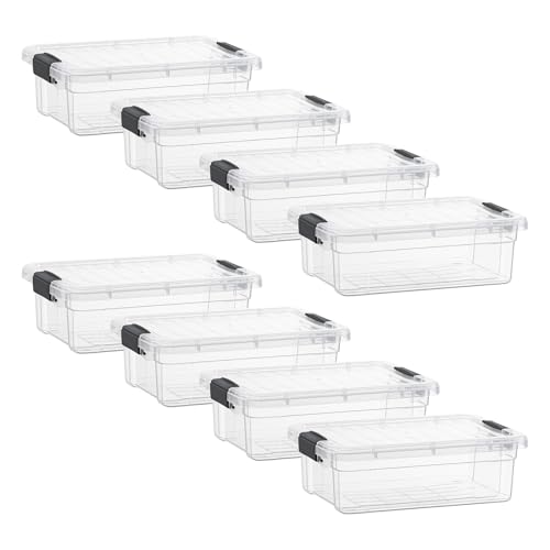 Image of Superio 7.4 Quart Clear Plastic Storage Bin with Lid, Stackable Organizer Box, BPA-Free Storage Container for Home, Garage, School & Office, 8 Pack
