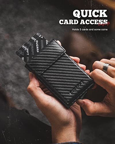 DUGRAFT Credit Card Holder for Men, Pop up Wallet RFID Blocking Slim Front Pocket Wallet Aluminum Metal with Business Money Pocket for Credit Cards Notes and Coins2