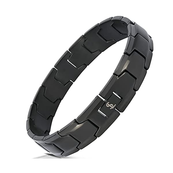 Smarter LifeStyle Elegant Surgical Grade Steel Men's Wide Link Stylish Bracelets for Men, Adjustable - 4 Colors to Choose from – Mens Jewelry, Mens Bracelets Metal (Black Men's Bracelet)