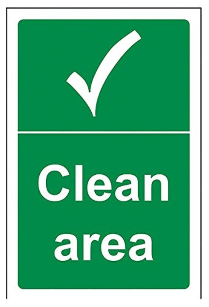 V Safety Clean Area Sign - 100mm x 150mm - Self Adhesive Vinyl