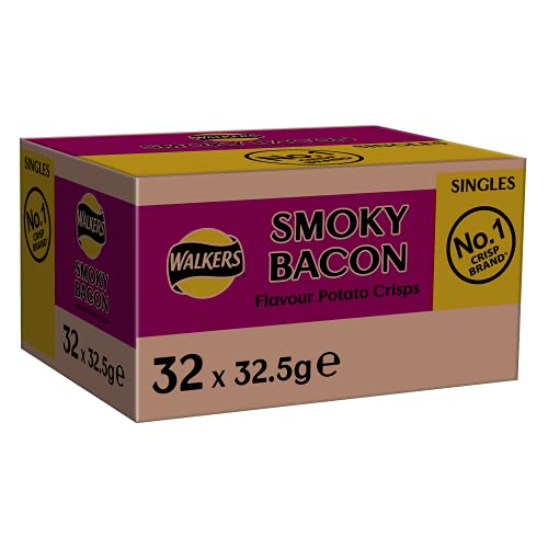Walkers Smoky Bacon Crisps Box, 32.5 G (Case Of 32)