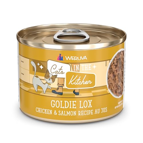 Weruva Cats in The Kitchen, Goldie Lox with Chicken & Salmon Au Jus Cat Food, 6oz Can (Pack of 24)