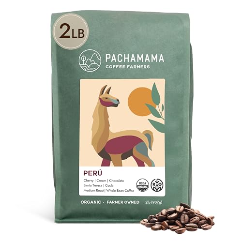 Pachamama Organic Coffee, Peru Single-Origin Medium Roast Whole Bean, 2 lb