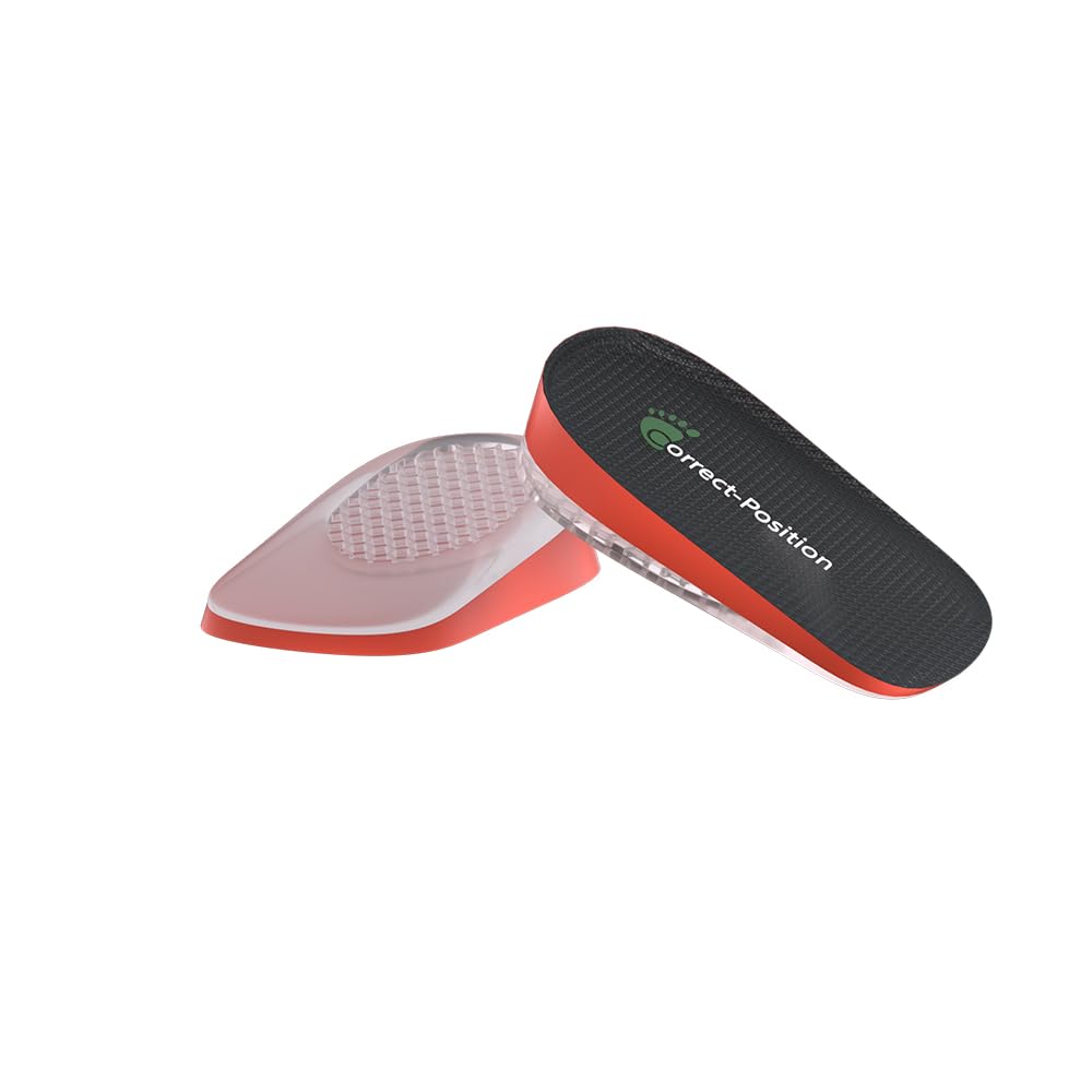 Correct-Position Height Increase Insoles, Heel Cushion Inserts, Heel Lift Inserts for Leg Length Discrepancies (Orange, 0.6" Height)
