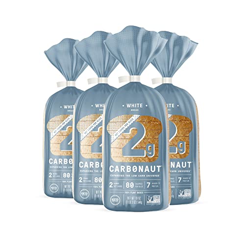 Carbonaut Low Carb Bread, Keto Bread, Keto-Certified Food, Snack, Meals, Non-GMO, Vegan Bread Pack of 4 (Low Carb White)