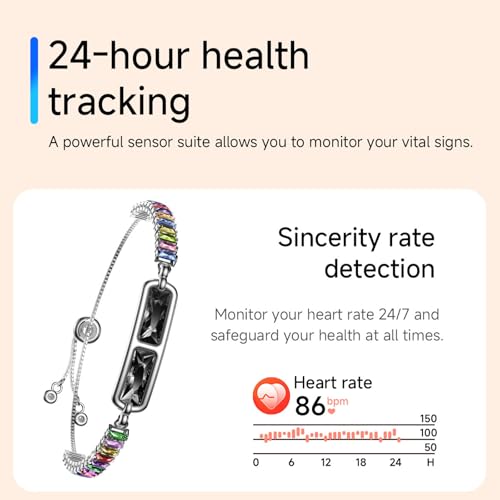 Image of Yihou Smart Bracelet for Women Fitness Tracker Jewelry Diamond Fitness Bracelet Smart Band with Heart Rate Monitor Sleep Tracker for Android iOS Black Clear
