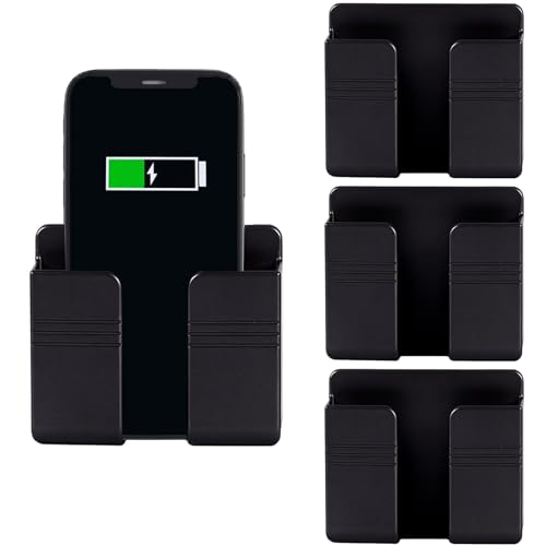 OUTALIZ Soporte Movil Pared, 4 Piezas Soporte de Pared Autoadhesivo para Teléfono Móvil, con Adhesivo, Estuche para Mando a Distancia, para Soportes de Pared de Teléfono Móvil de Cama de Ducha, Negro
