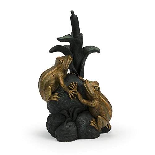 Aquascape Double Frog with Cattail Spitter Fountain with Pump for Pond, Container Water Garden, and Water Features, Poly-Resin | 78210