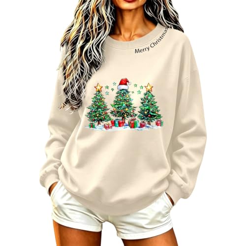 Christmas Sweatshirt for Women Xmas Tree Graphic Holiday Pullover Tops - image 1