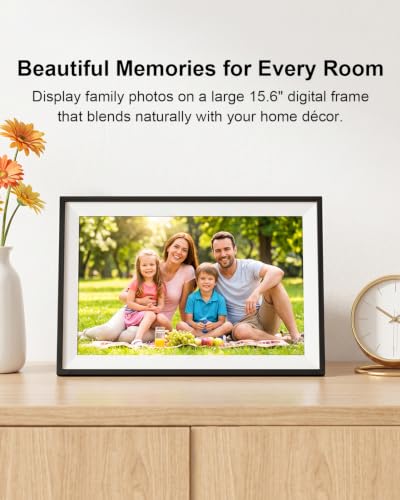Image of Frameo 15.6 Inch Smart WiFi Digital Picture Frame | 1080P HD IPS Touch Screen Digital Photo Frame, Wall Mountable, Instantly Share Photos & Videos via Frameo App from Anywhere