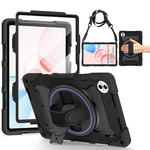 Étui Honor Pad 10 antichoc noir résistant aux chutes avec film écran et support 360