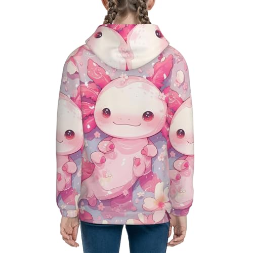 Axolotl Flower Kids Pullover Hoodies Boys Sweatshirts Girls Athletic Clothes with Pocket4