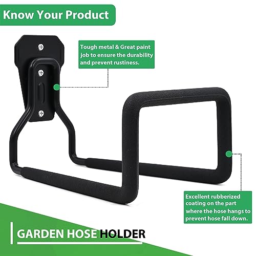 Image of TiKeTaoKe Garden Hose Holder, Heavy Duty Hose Hanger, Wall Mounted Water Hose Holder for Outdoor /Indoor Use in Yard, Metal Durable Hose Hooks, Ideal for Water Hose Storage