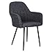 Wolmics 1 Chaise de Salle à Manger Lin avec Pieds métallique,Chaise Fauteuil Chaise Cuisine avec Dossier,Gris Foncé