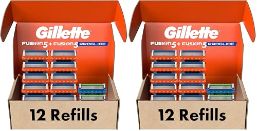 Image of Gillette Fusion5 and ProGlide Men's Razor Blade Refills, 5-Blade Cartridges, Variety Pack, 12 Count (Pack of 2)
