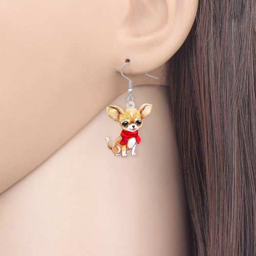 WEVENI Cute Acrylic Dog Earrings Dangle Pug Dachshund Decor Jewelry Chihuahua Gifts for Women Girls Kids Pet Dog Charms (Chihuahua D) - Image 2