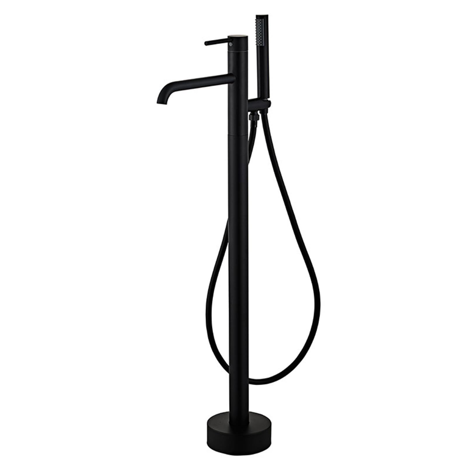WOTZOV Floorstanding Bath Taps Brass Hot And Cold 2 Functions With Shower Freestanding Bathtub Faucet, Black，Black