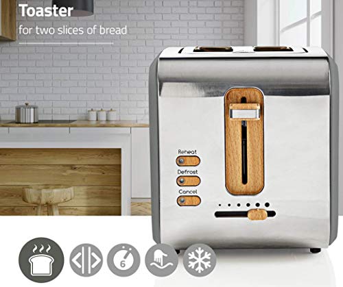 TronicXL Design Frühstücksset Toaster 2 Schlitze grau + 1l Wasserkocher Edelstahl silber Küchenset Set Frühstück 2… – Bild 3