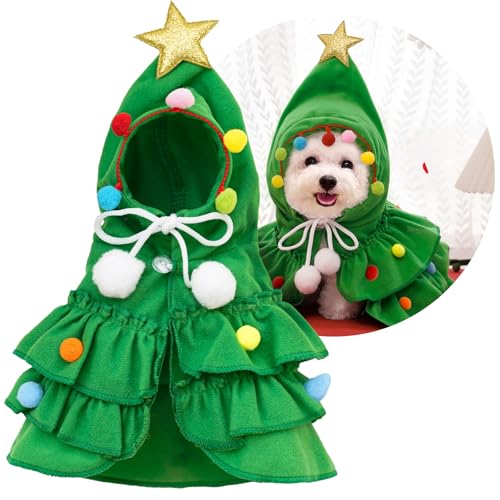 Disfraz Navidad para perro pequeño y gato con capa y pompón
