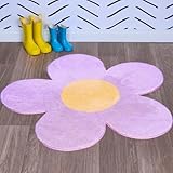 Yoodly Flower Rug Machine Washable - Ultra Soft, Nonslip - Cute for Kid's Room, Girl's Room, Dorm Room, Classroom, Nursery, Bedroom, or Playroom (Lovely Lavender, 30 inch)