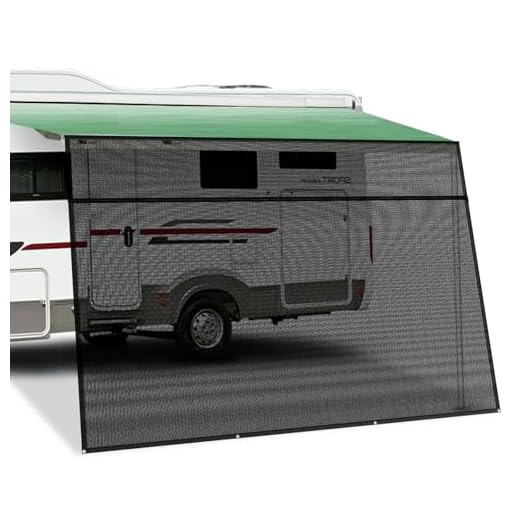 RV Awning Sun Shade Screen, 8'x15'3" Black Mesh Blocker Sunscreen Shade Complete Kits for Awning, RV Shade Trailer Camper (Fit for 16FT Awning)