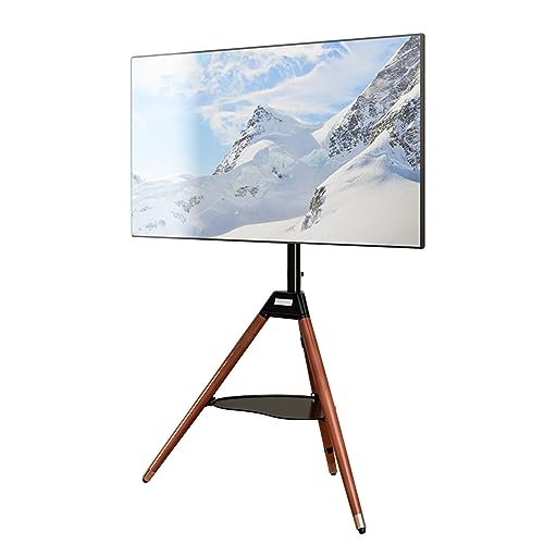 Soporte de TV móvil para Pantallas LED y LCD de 45 a 65 Pulgadas, Soporte portátil para TV, Soporte Ajustable con Base giratoria y trípode, Soporte Negro con Bandeja.