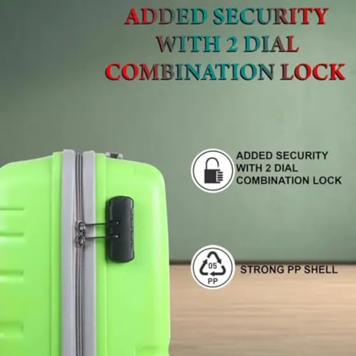 Image of Trumpkin Suitcase 360 Degree Small Suitcase /Cabin-Luggage / 22 inch inch /Size 55 cm /Hard-Sided Luggage Trolley Bag /Model-Z / 360 Rotating / 8 Wheels (Parrot Green)