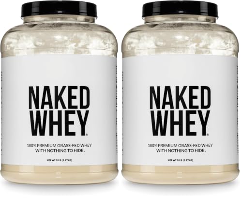 Image of NAKED Whey 5LB 100% Grass Fed Unflavored Whey Protein Powder - Only 1 Ingredient, NSF Certified, Undenatured, Gluten Free, Soy Free, Promote Muscle Growth and Recovery - 76 Servings (Pack of 2)