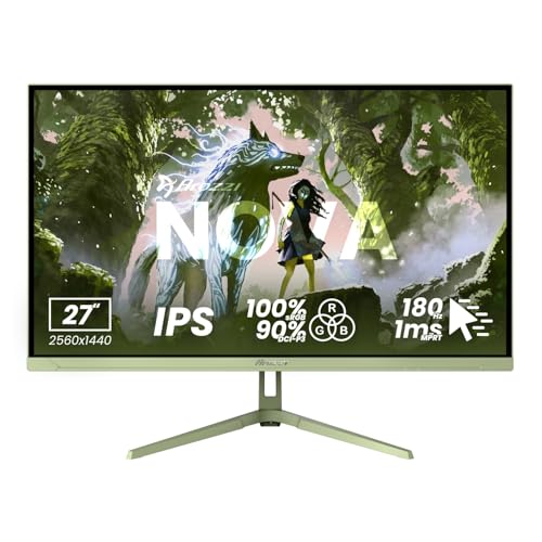 Image of Arozzi Gaming Monitor Nova 27 inch IPS 180Hz - Computer Monitor QHD 1440p - Adaptive Sync, HDR10 & Flicker Free Display - 100% sRGB Color Accuracy - PC & Console Ready - Forest Green