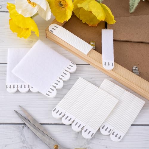 Image of HINZIC 6 Pairs /12 Strips Picture Hanging Strips Heavy Duty, Removable Adhesive White Picture Hanger No Damage for Home Office Dorm Picture Frame Wall Hanging Decorations