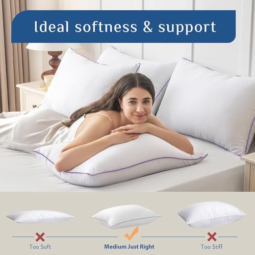 image for JOLLYVOGUE Pillows Queen Size Set of 4, Washable Supportive Bed Pillow