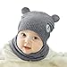 DORRISO Linda Bebe Pequeña Oso Gorro con Bufanda Otoño Invierno Primavera Calentar Sombrero de Niño Adecuado para Bebé de 0-3 Años Gris