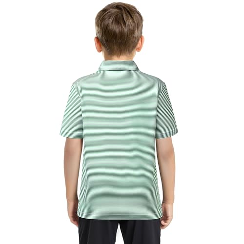 Image of Boys Polo Shirts Short Sleeve Striped Performance Moisture Wicking Dry Fit Golf Shirts for Boys Youth Kids